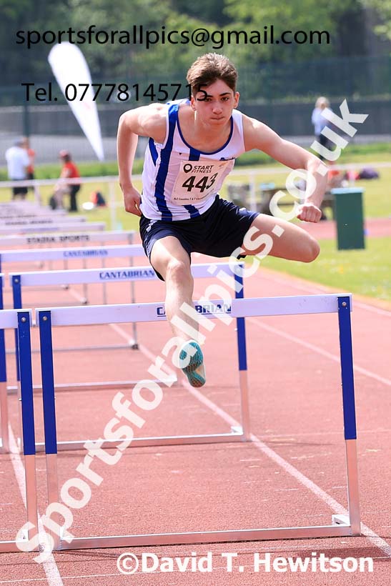 Mens Under-17s Hurdles, 2024 North Eastern Track and Field Champs., Middlesbrough.  Photo: David T. Hewitson/Sports for All Pics